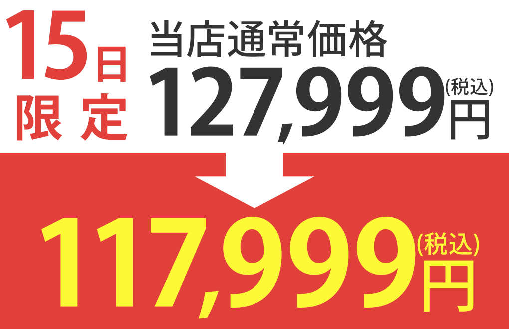 当店通常販売価格127,999円が117,999円(税込)