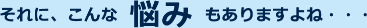それに、こんな悩みもありますよね・・・